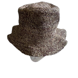 Woven brown brimmed slouchy hat